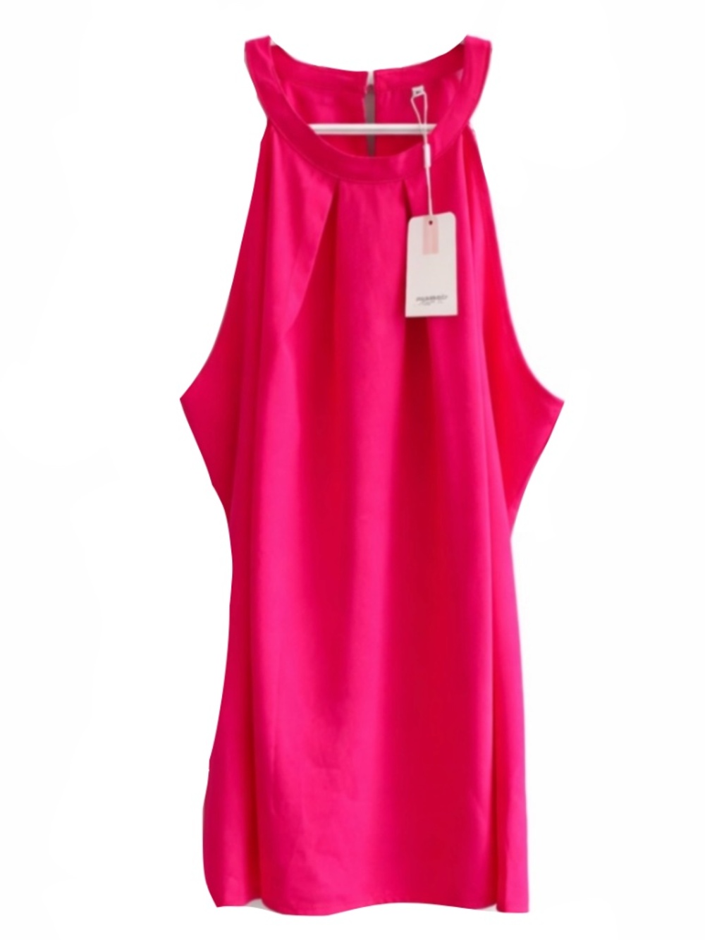 Hot Pink Pleated Halter Neck Flowy Blouse Tank Top - Size Extra Large NWT
